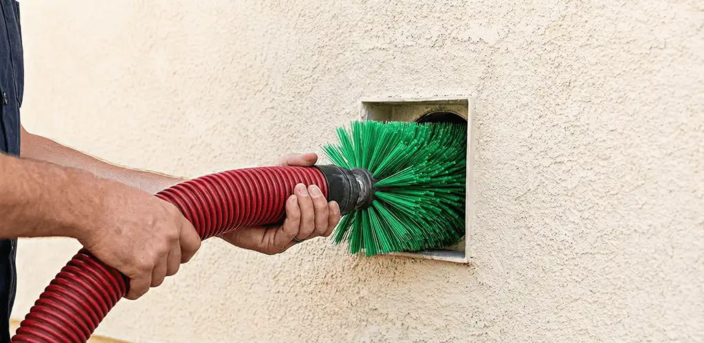 Air duct cleaning brush removing debris from a vent opening in Toledo, OH
