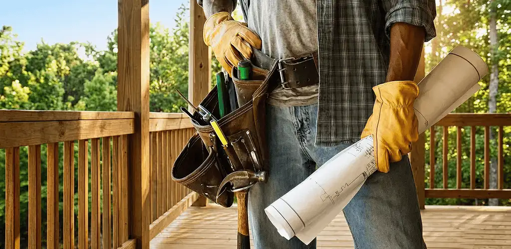 Professional handyman with tool belt ready for home repairs in Toledo, OH